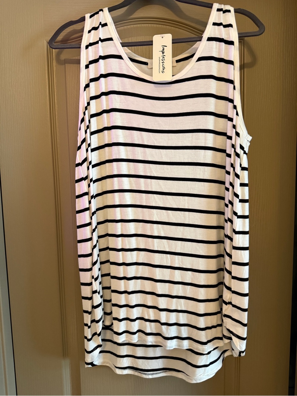 Impressions Striped Tank Top in White/Black